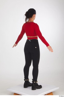  Zuzu Sweet black boots black trousers casual dressed red long sleeve t shirt standing whole body 0014.jpg